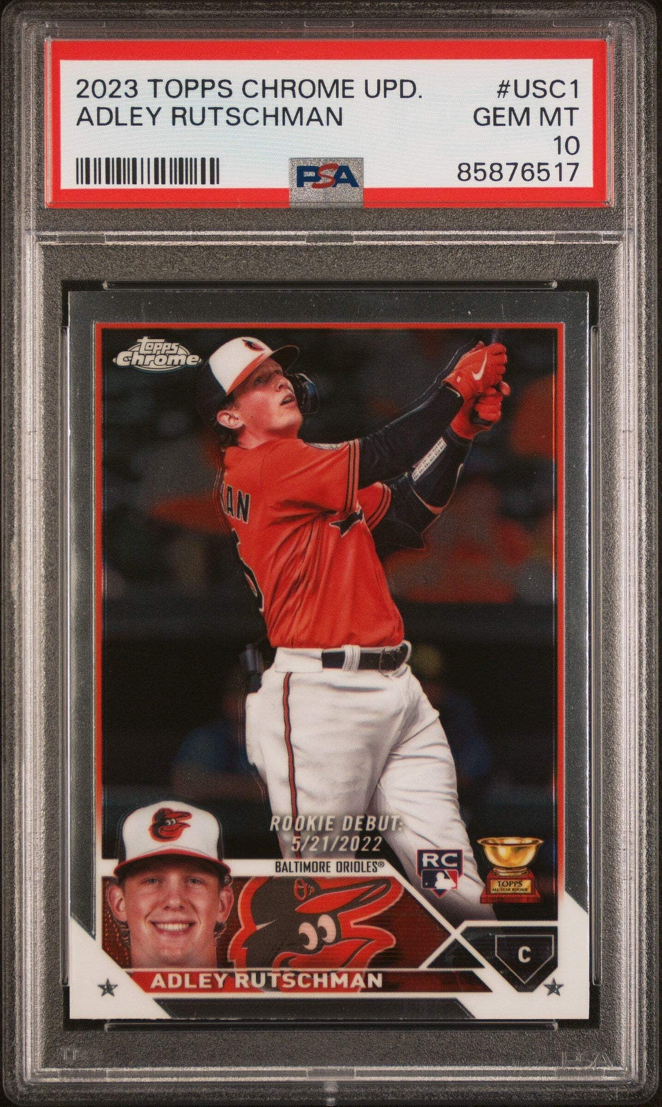 Graded 2023 Topps Chrome Update Adley Rutschman #USC1 RC Baseball Card PSA 10