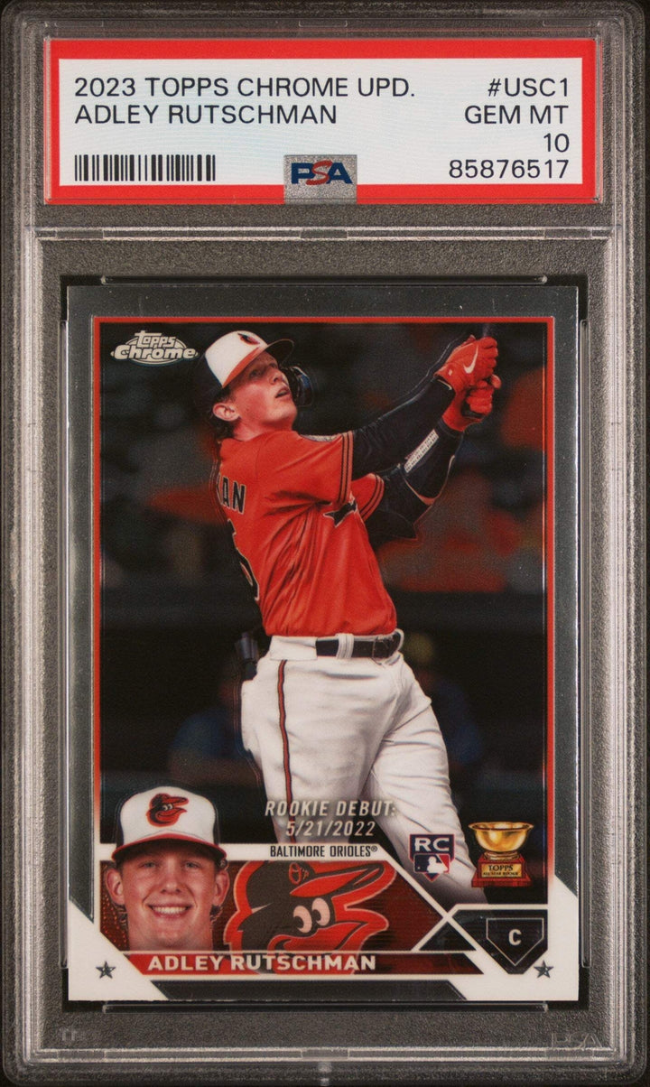 Graded 2023 Topps Chrome Update Adley Rutschman #USC1 RC Baseball Card PSA 10