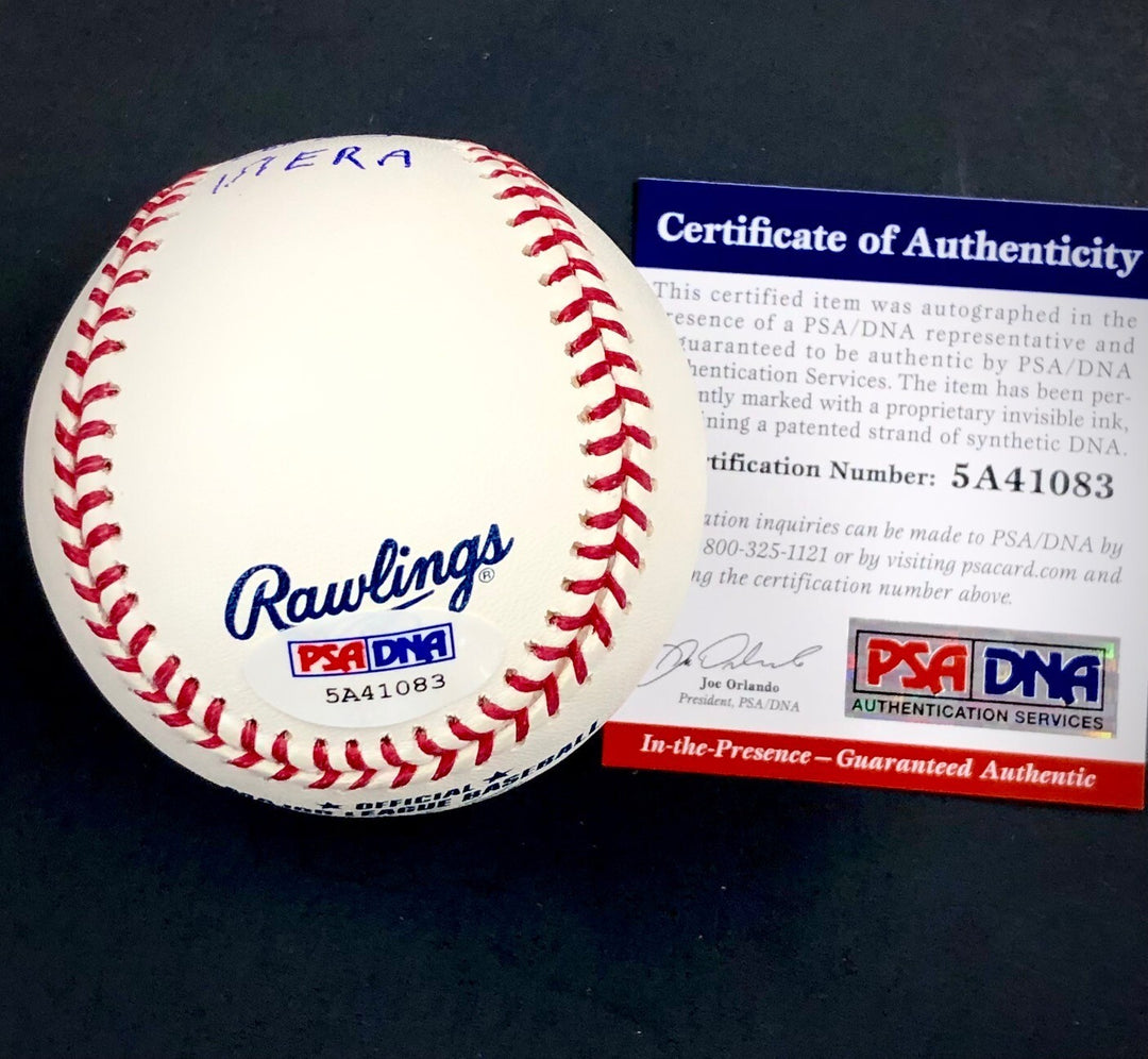 Dwight Doc Gooden signed Mets Shea Stadium 1985 Stat baseball PSA Witness COA