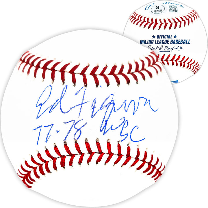 Ed Figueroa Signed Official MLB Baseball Yankees "77 & 78 WSC" Beckett Witness