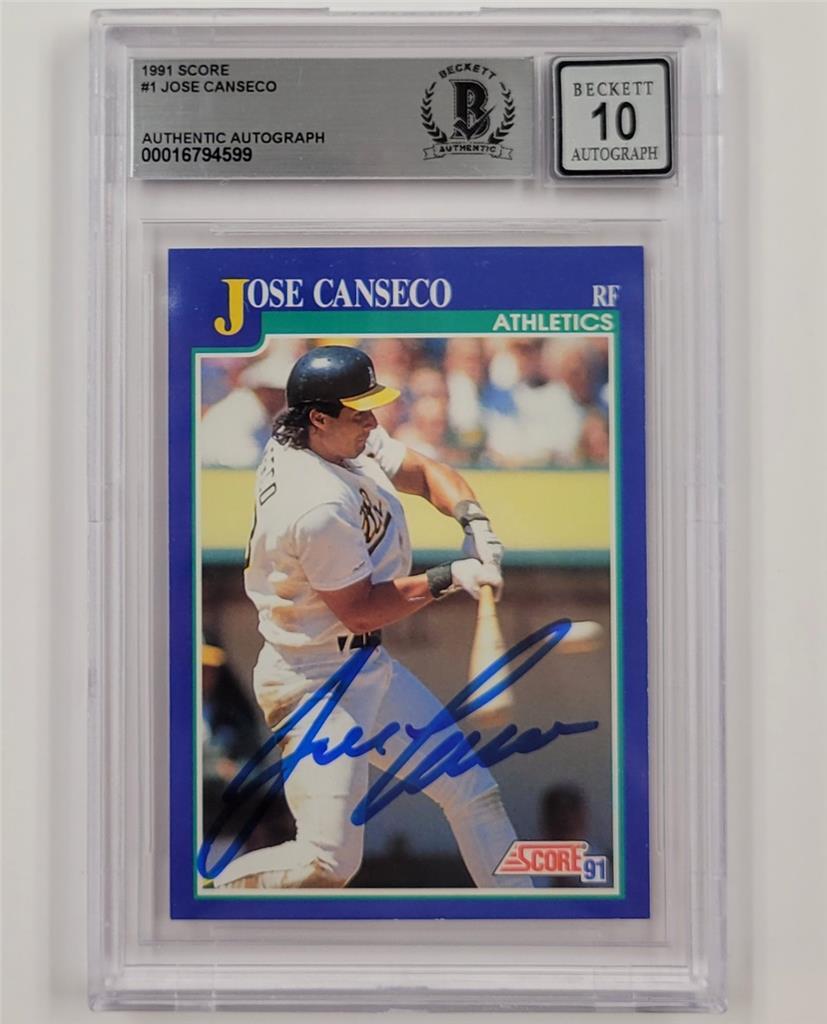 Jose Canseco signed 1991 Score #1 card autograph 599 Oakland A's BGS BAS 10 auto