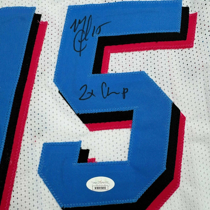 Framed Signed Mario Chalmers 35x39 Miami Vice White Jersey JSA COA