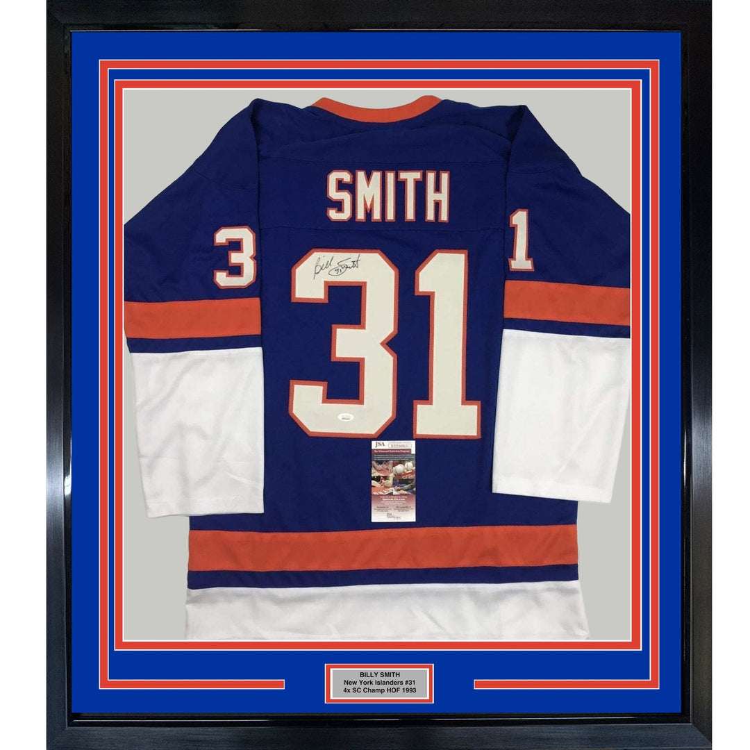 FRAMED Signed BILLY SMITH 35x39 New York Blue Jersey JSA COA Auto