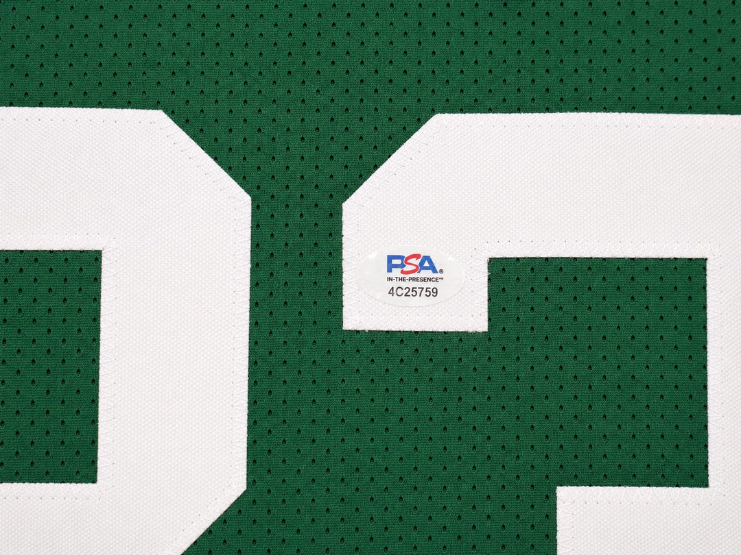 Boston Celtics Larry Bird Signed Framed Green Jersey PSA/DNA