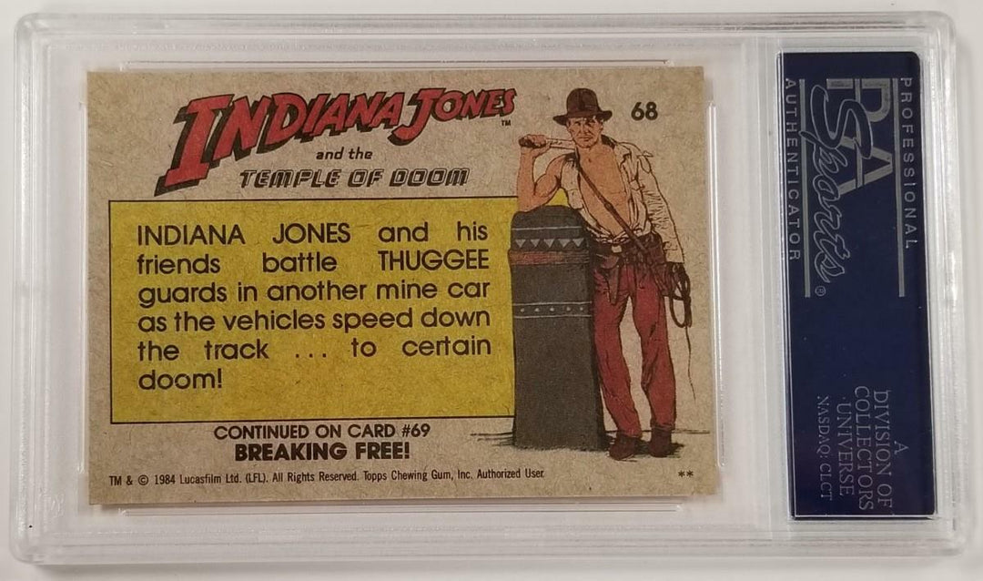 Jonathan Ke Quan signed 1984 Topps Indiana Jones #68 Mine Cars Card ~ PSA