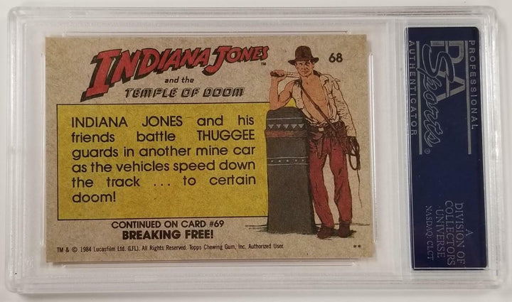 Jonathan Ke Quan signed 1984 Topps Indiana Jones #68 Mine Cars Card ~ PSA