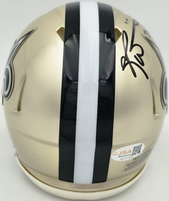 Ricky Williams Signed New Orleans Saints Gold Speed Mini Helmet JSA