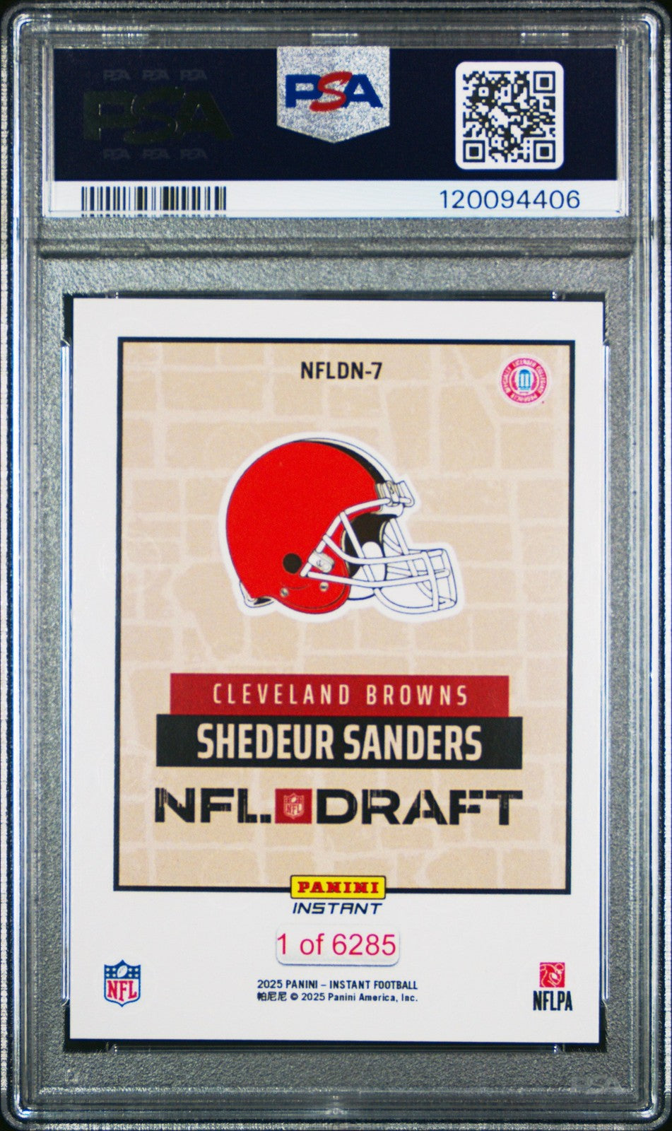 Graded 2025 Panini Instant Shedeur Sanders #NFLDN7 Draft Card PSA 10
