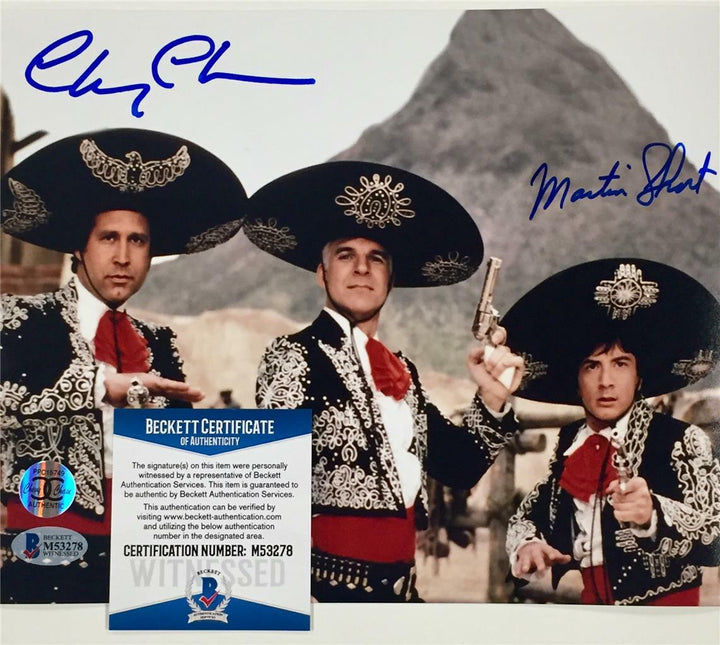 CHEVY CHASE & MARTIN SHORT signed 3 THREE AMIGOS 8x10 photo ~ Beckett BAS COA