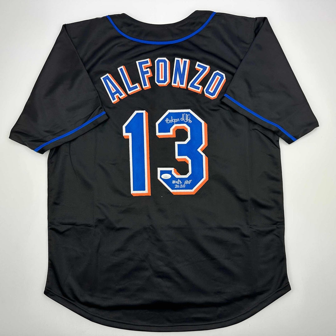 Autographed/Signed Edgardo Alfonzo New York Black Baseball Jersey JSA COA