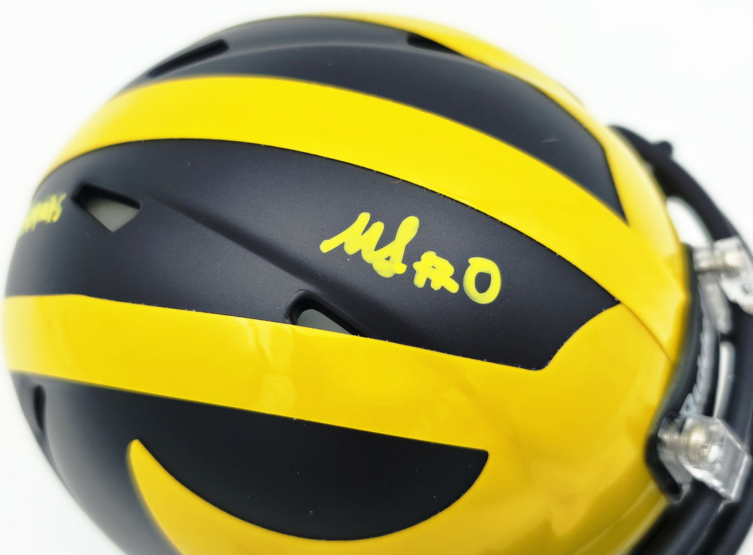 Mike Sainristil Auto Michigan Wolverines Blue Speed Mini Helmet 23 Natl Champs