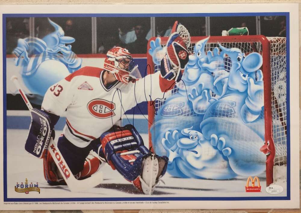 Patrick Roy JSA Autograph Rare 12x17 1996 McDonalds Placemat Canadians