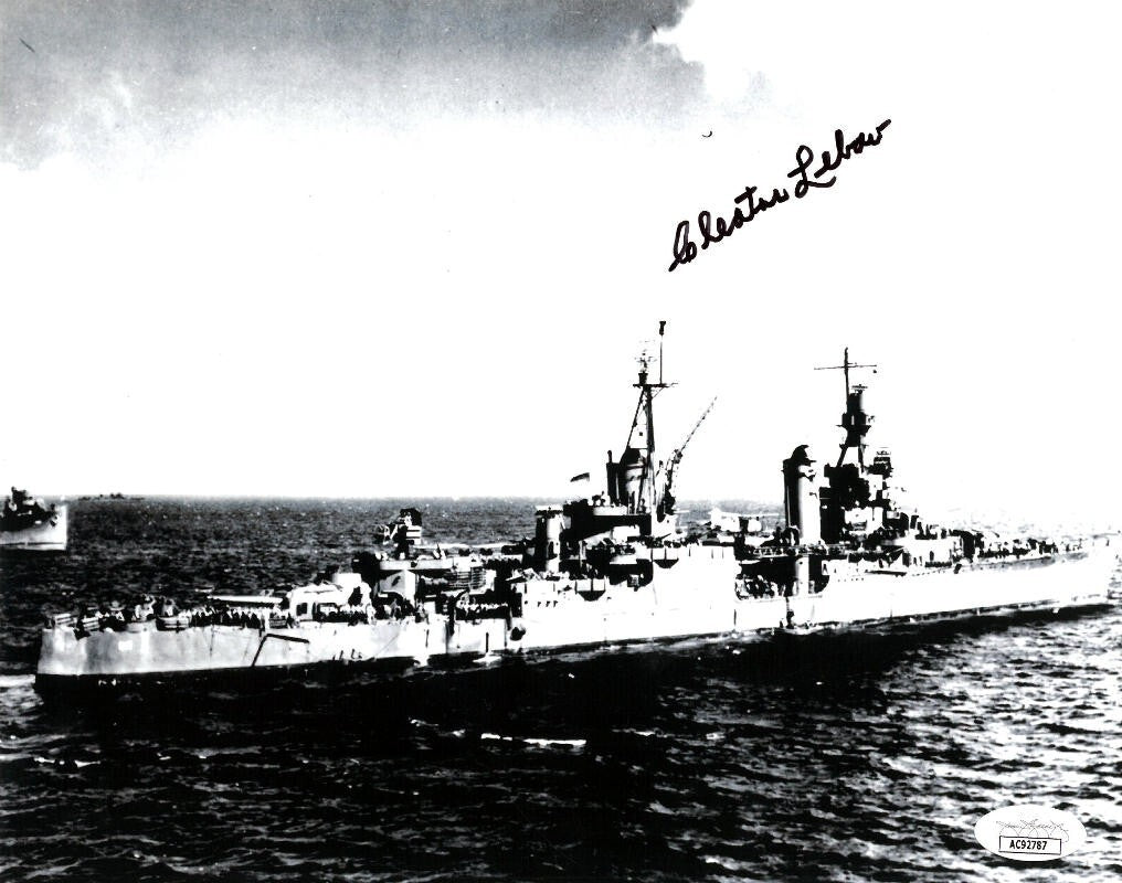 Cleatus Lebow signed WWII 8x10 Photo- JSA #AC92787- Survivor/USS Indianapolis
