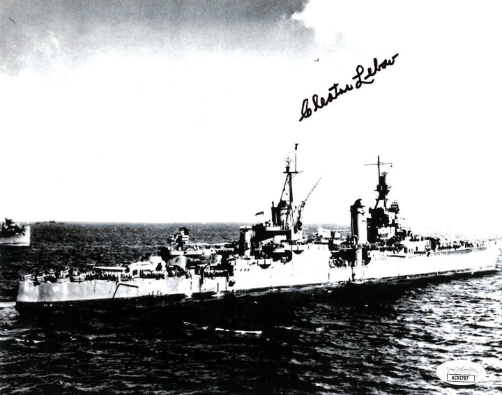Cleatus Lebow signed WWII 8x10 Photo- JSA #AC92787- Survivor/USS Indianapolis