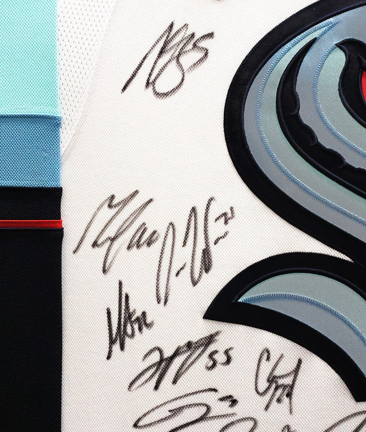 Kraken 2021-22 Inaugural Signed Framed White Adidas Jersey 24 Sigs Fanatics Holo