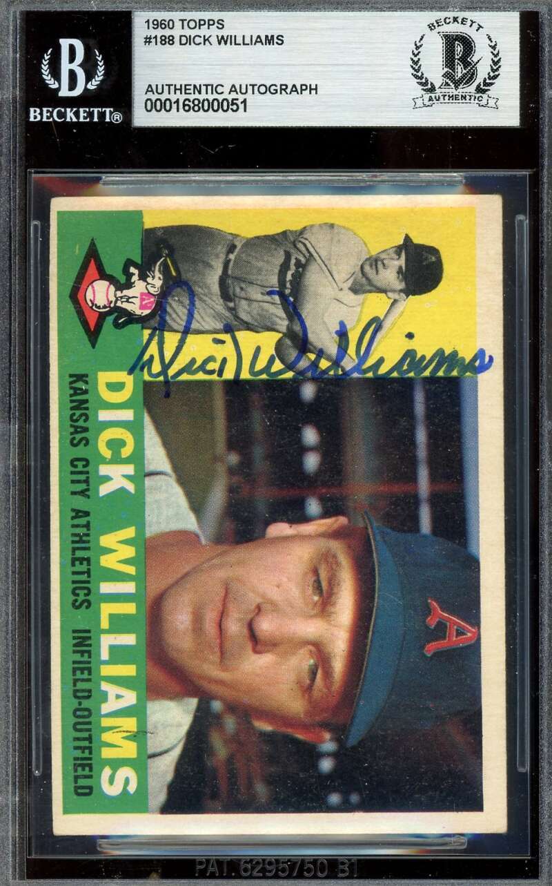 Dick Williams Beckett BAS Signed 1960 Topps Autograph
