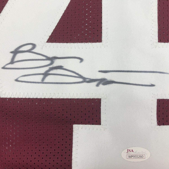 Framed Autographed/Signed Brian Bosworth 33x42 Oklahoma Red Jersey JSA COA