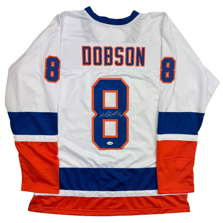 Autographed/Signed Noah Dobson New York White Hockey Jersey JSA COA