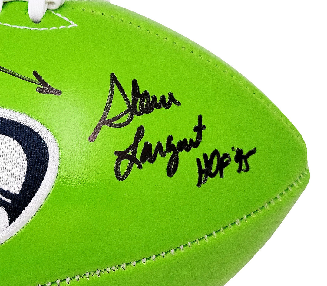 Steve Largent & Jim Zorn Signed Seattle Seahawks Green Logo Football MCS Holo