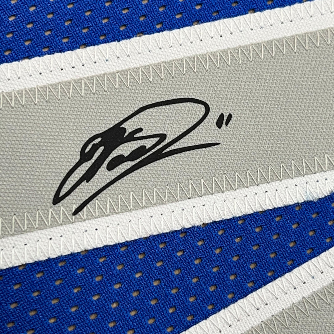 Framed Facsimile Autographed Dirk Nowitzki 33x42 Blue Reprint Laser Auto Jersey