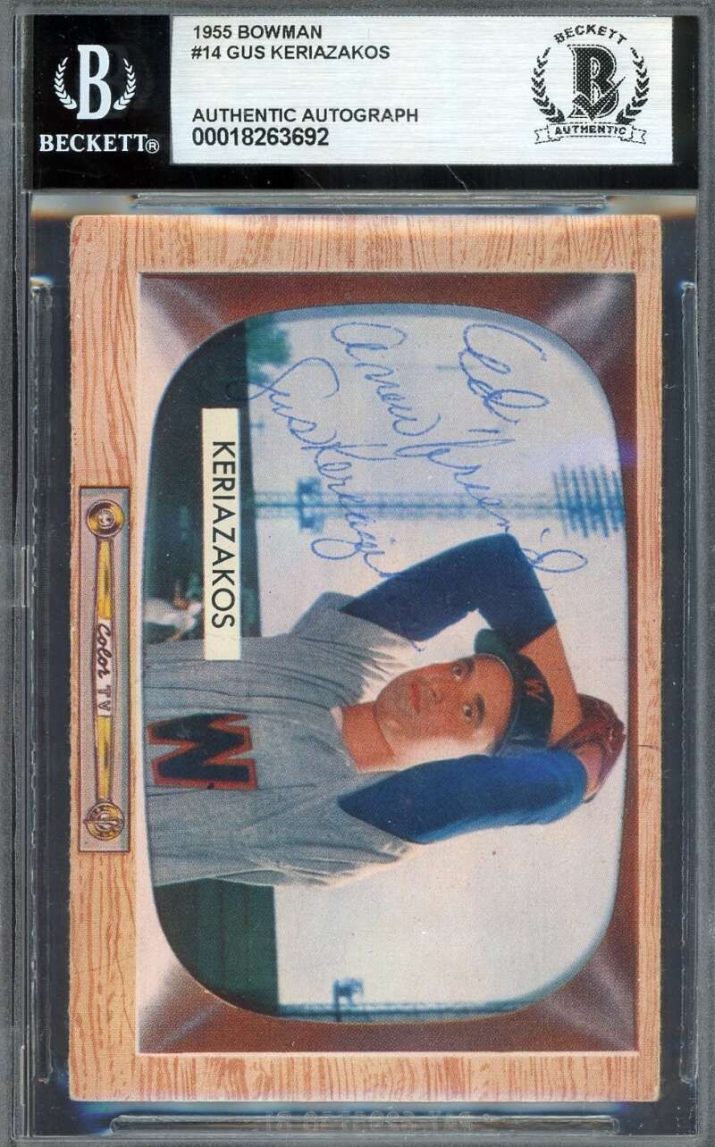 Gus Keriazakos Beckett BAS Signed 1955 Bowman Autograph