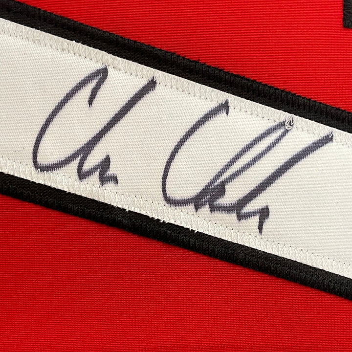 FRAMED Signed CHRIS CHELIOS 35x39 Chicago Red Jersey JSA COA Auto