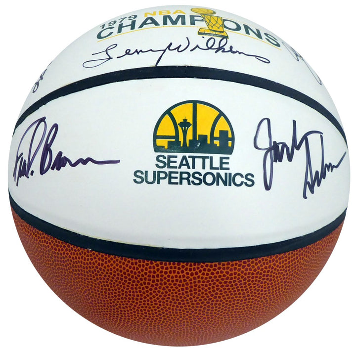 1978-79 NBA Champs Sonics Multi Auto Basketball 9 Sig Fred Brown Lenny Wilkens