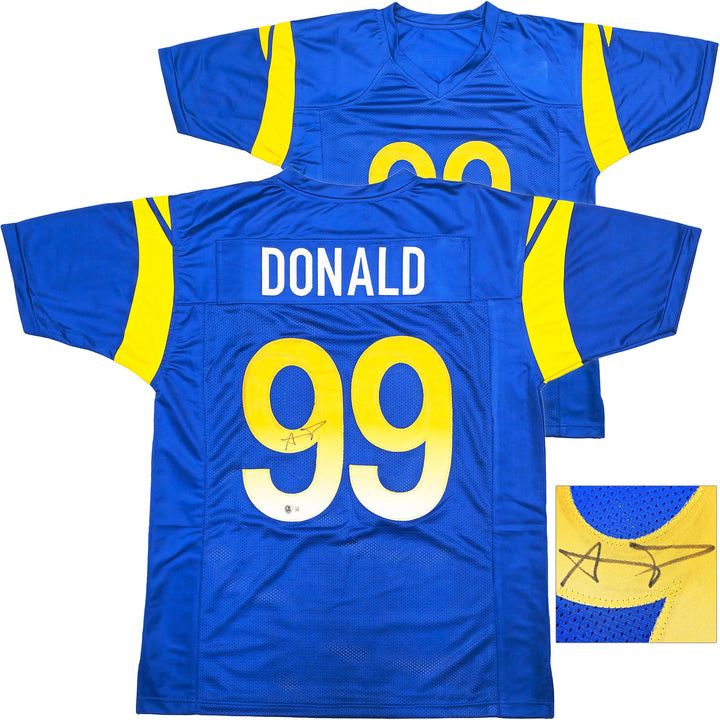 Los Angeles Rams Aaron Donald Signed Blue Jersey Beckett Wit