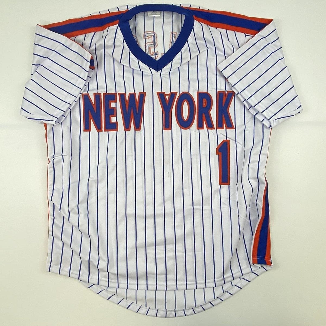 Autographed/Signed MOOKIE WILSON New York Pinstripe Jersey JSA COA Auto