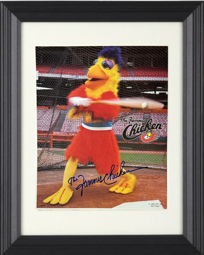 The Famous Chicken signed San Diego Color 1993 8x10 Photo Framed- COA