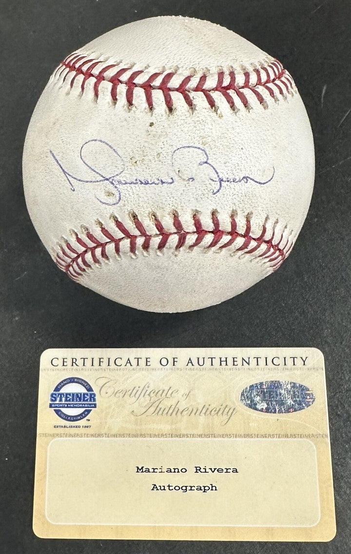 Mariano Rivera Signed Game Used MLB Baseball Yankees Autograph Steiner COA HOF