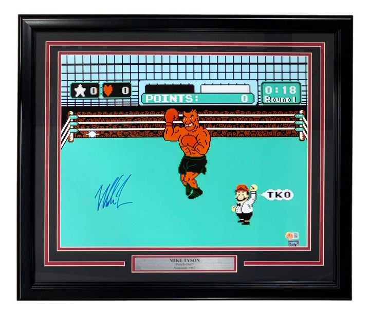 Mike Tyson Signed Framed 16x20 Punch Out Photo BAS
