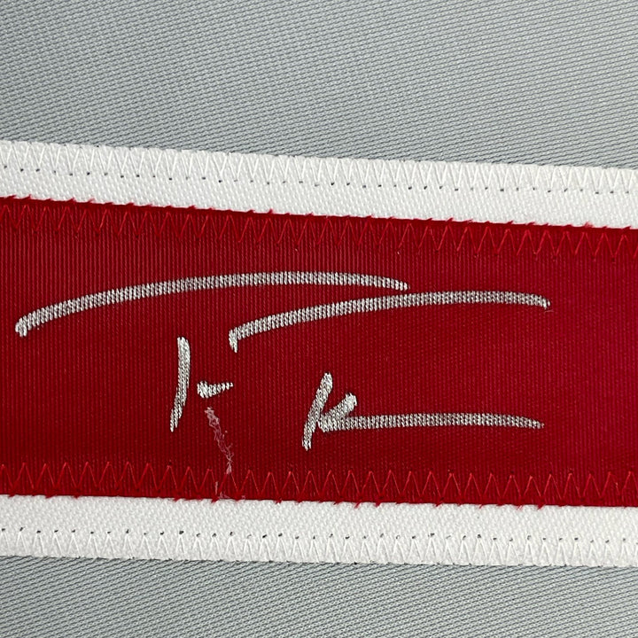 Framed Autographed/Signed Trea Turner 33x42 Philadelphia Grey Jersey COA
