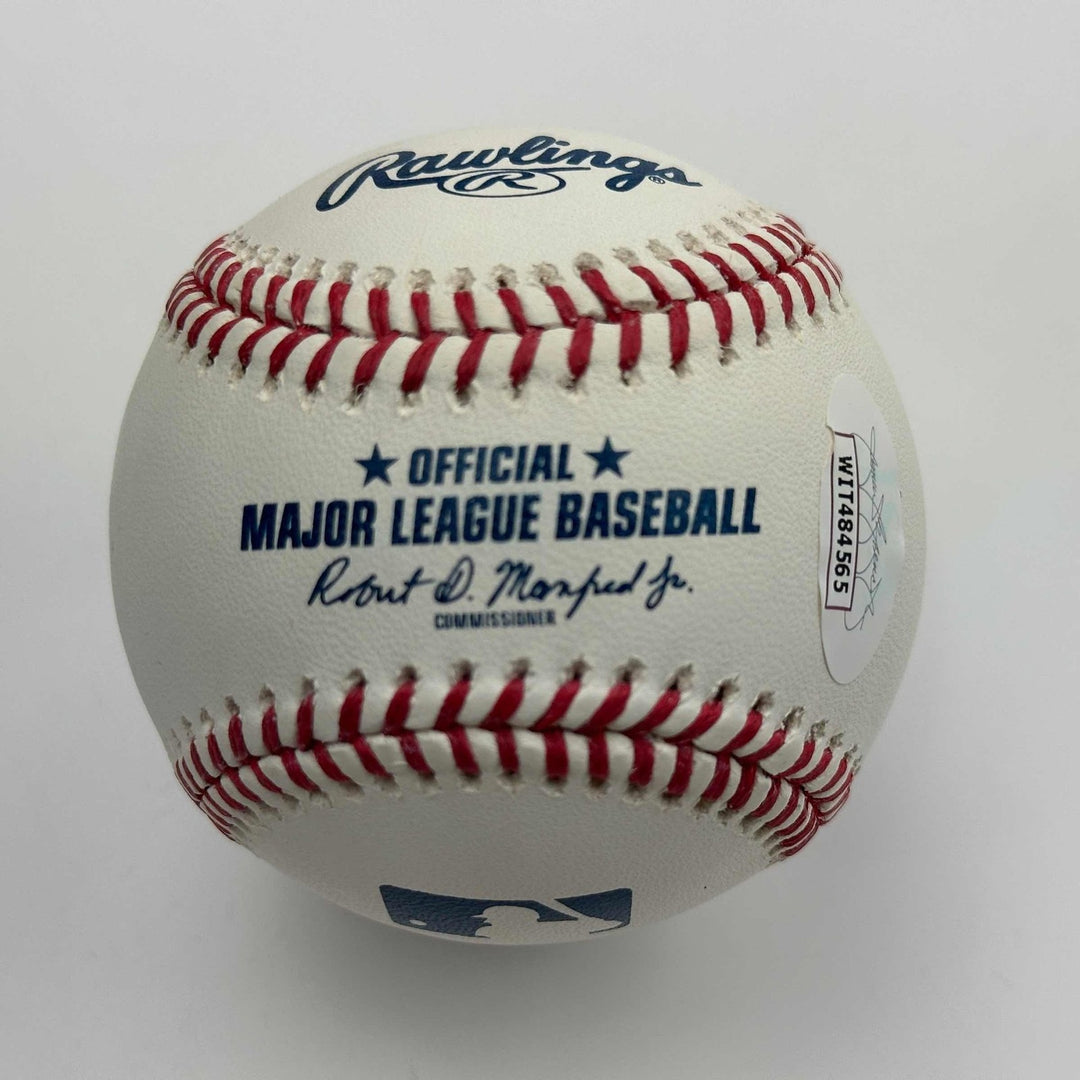 Autographed/Signed John Rocker 99 NL Champs Rawlings ROML JSA COA