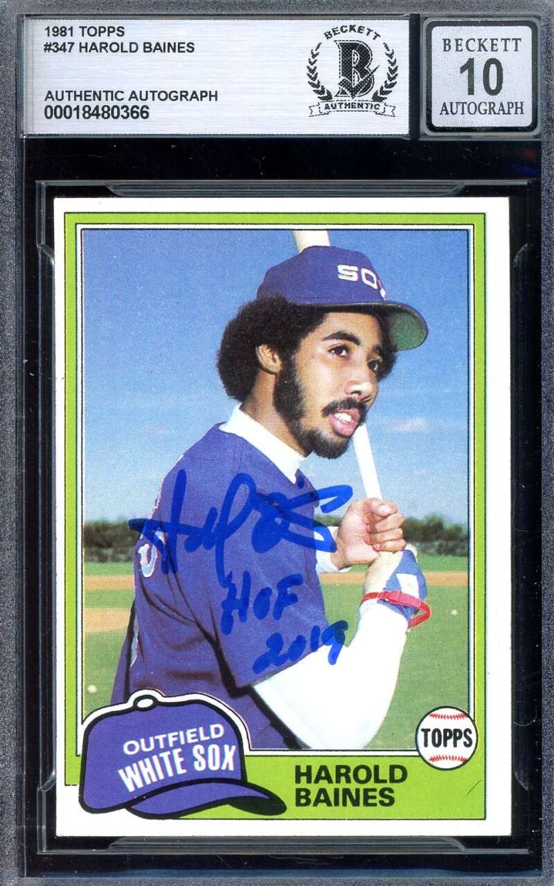 Harold Baines Gem Mint 10 Beckett BAS Signed 1981 Topps Rookie Autograph