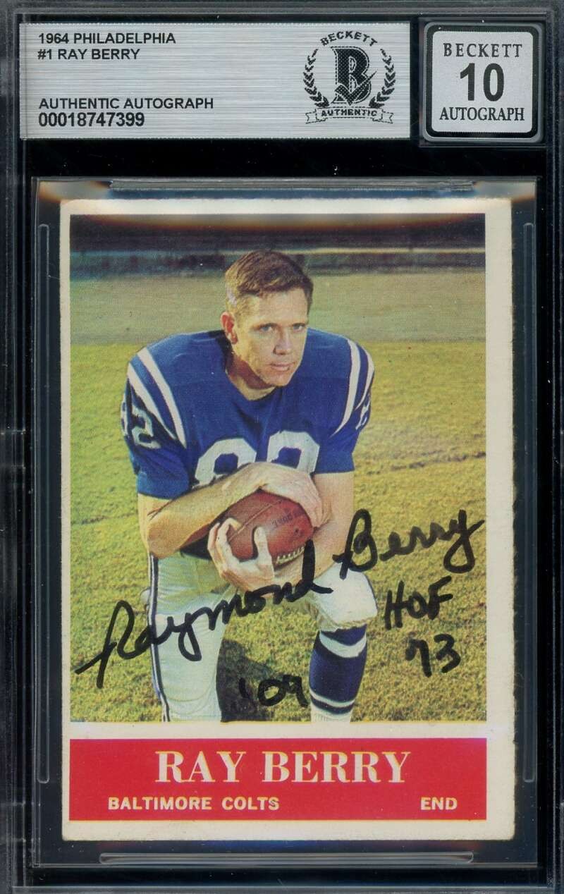 Raymond Berry Gem Mint 10 Beckett BAS Signed 1964 Philadelphia Autograph