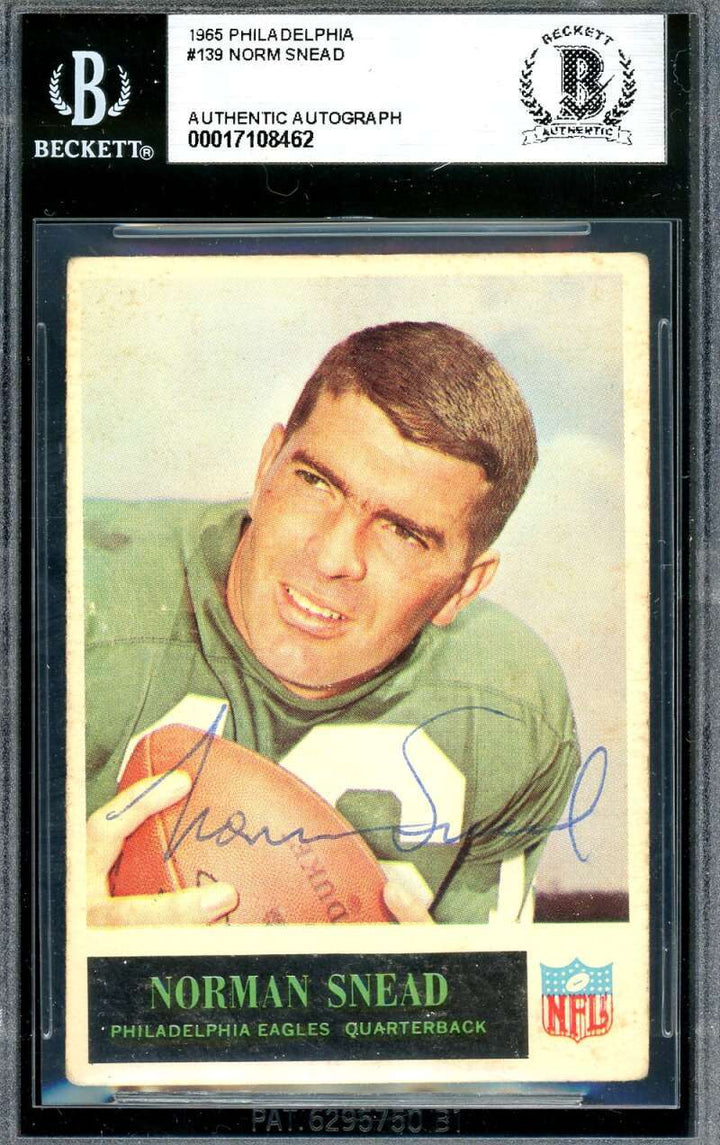Norm Snead Beckett BAS Signed 1965 Philadelphia Gum Autograph