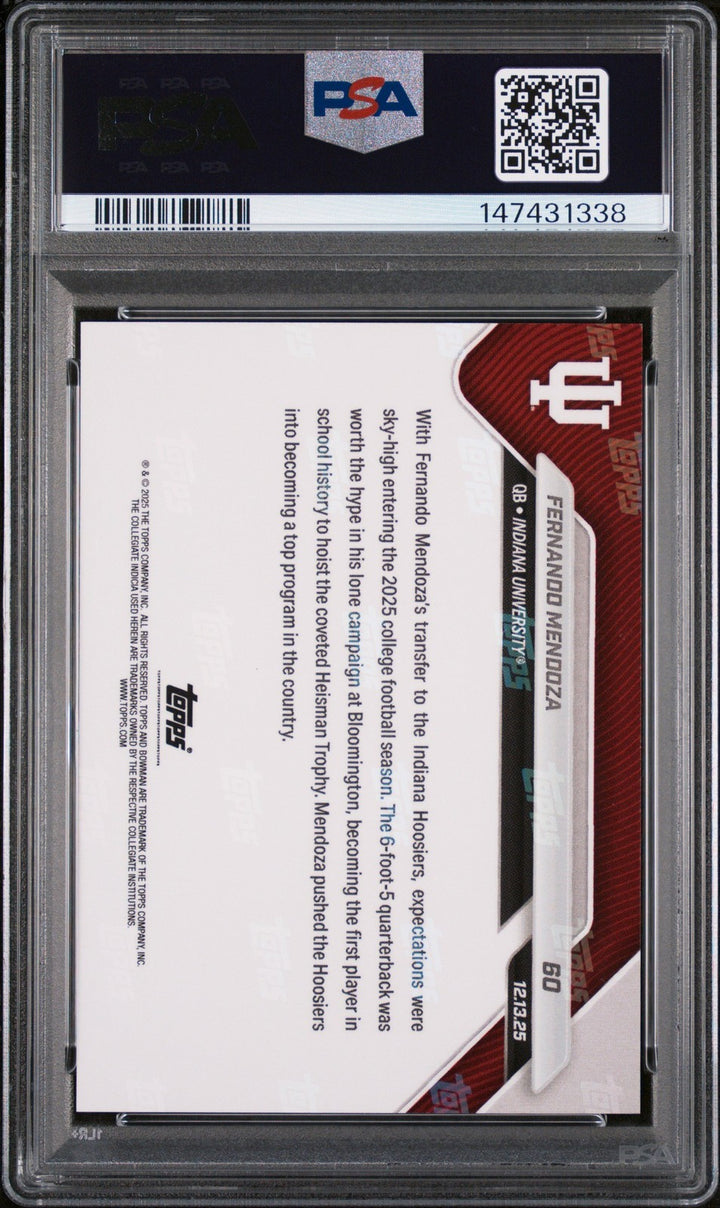 Graded 2025 Topps Bowman U Now Fernando Mendoza #60 Rookie RC Card PSA 10
