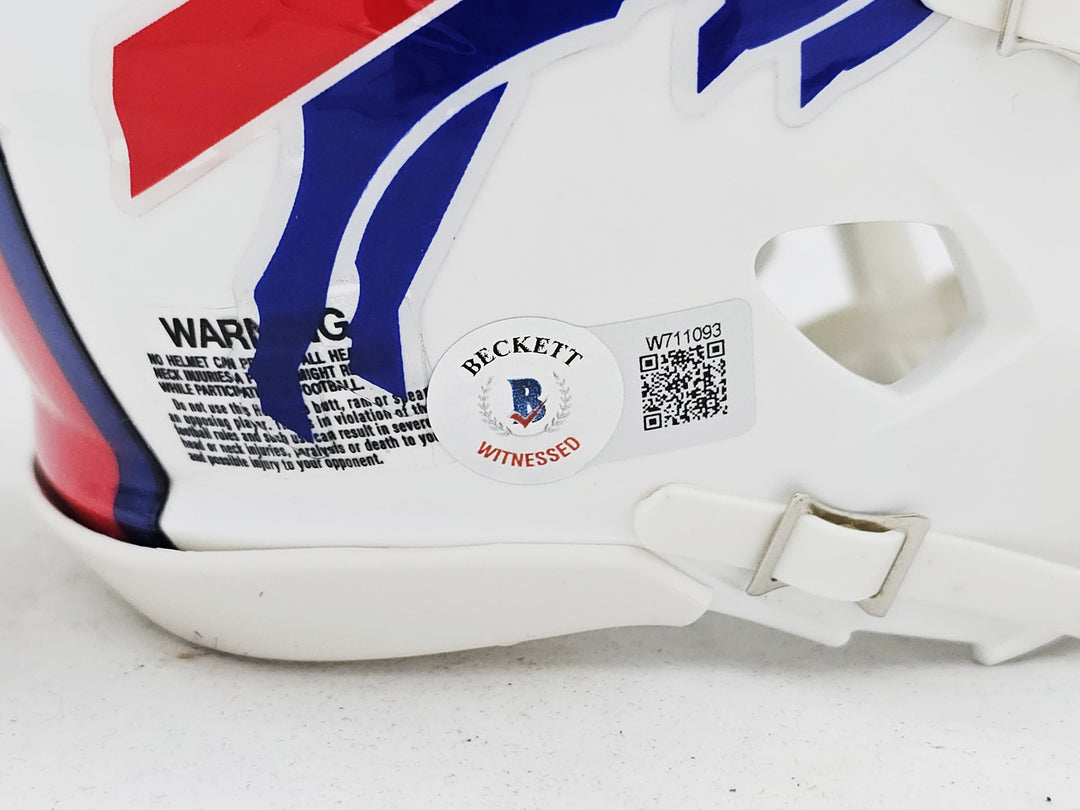 Thurman Thomas Signed Buffalo Bills White Speed Mini Helmet Beckett Wit