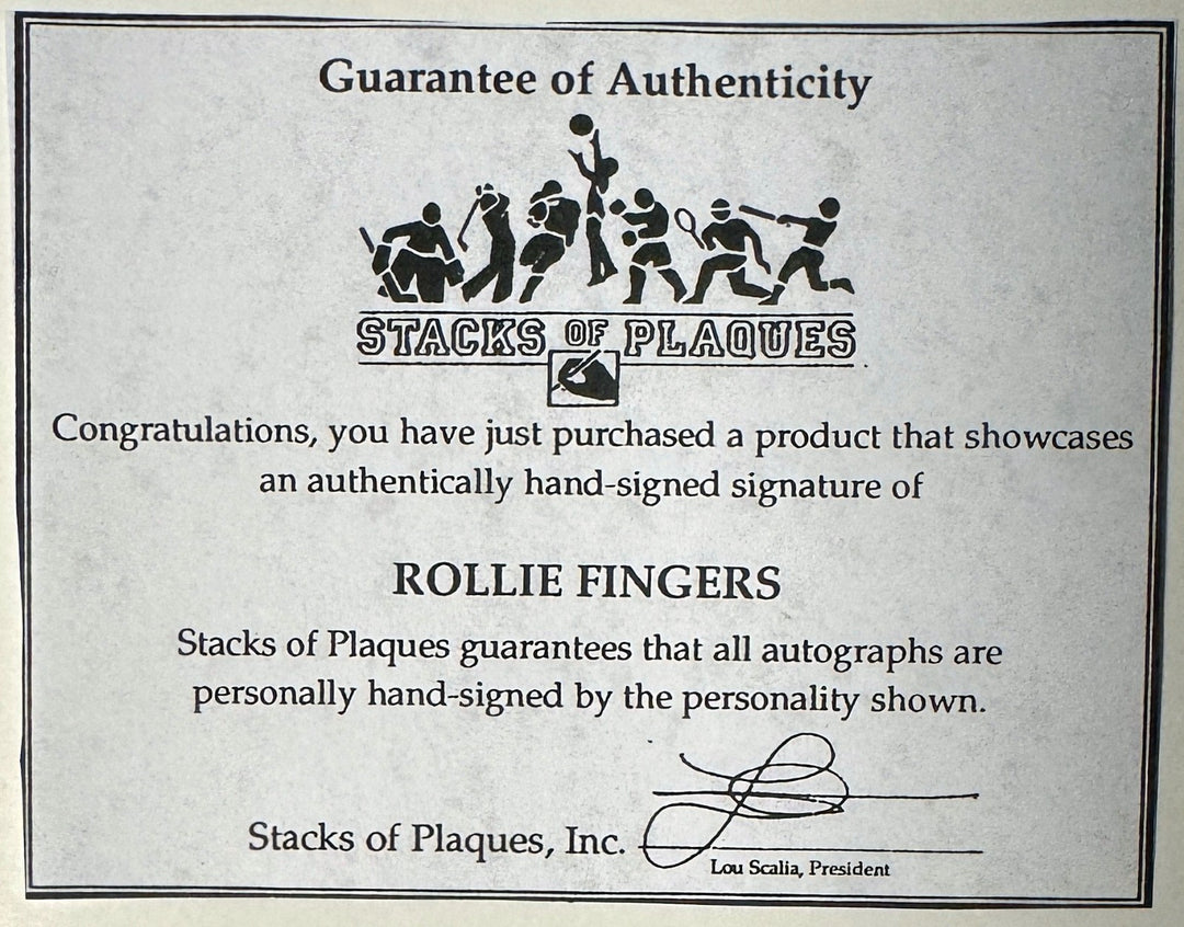 Rollie Fingers signed Oakland A's MLB 8x10 Photo minor dings Framed- COA (HOF)