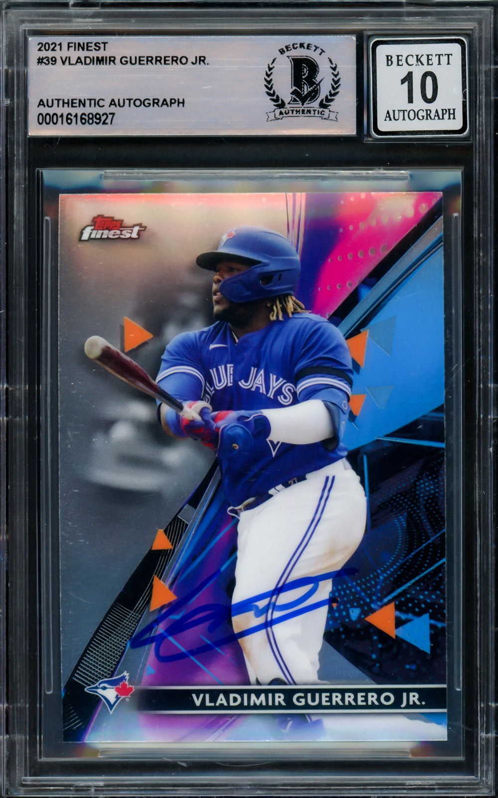 Vladimir Guerrero Jr. Auto 2021 Topps Finest Card 39 Blue Jays Auto 10 Beckett