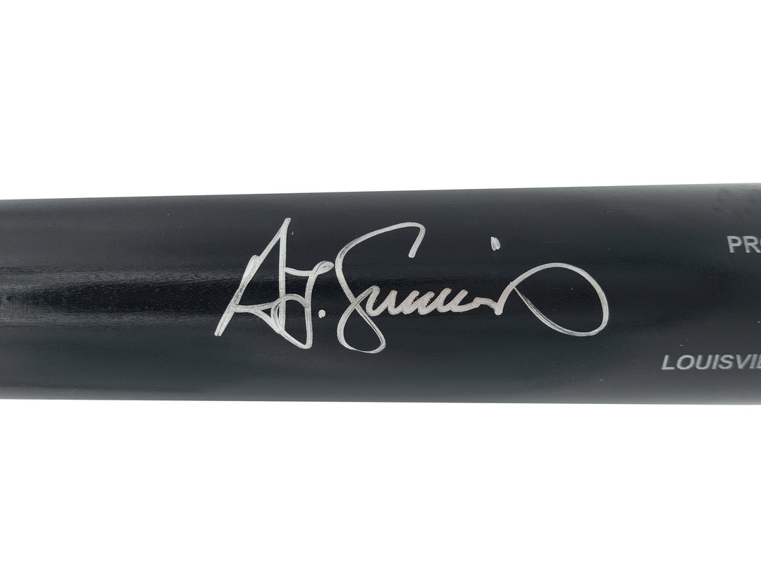 Ted Simmons Auto Black L Slugger Pro Stock Baseball Bat Cardinals Scratches BAS