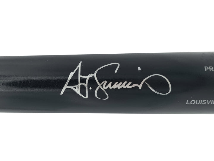 Ted Simmons Auto Black L Slugger Pro Stock Baseball Bat Cardinals Scratches BAS