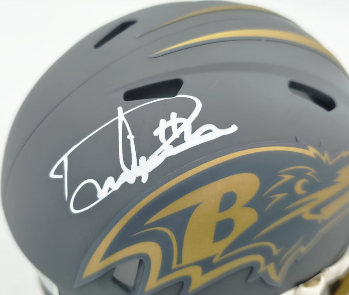 Derrick Henry Signed Ravens Slate Gray Speed Mini Helmet Beckett Witness