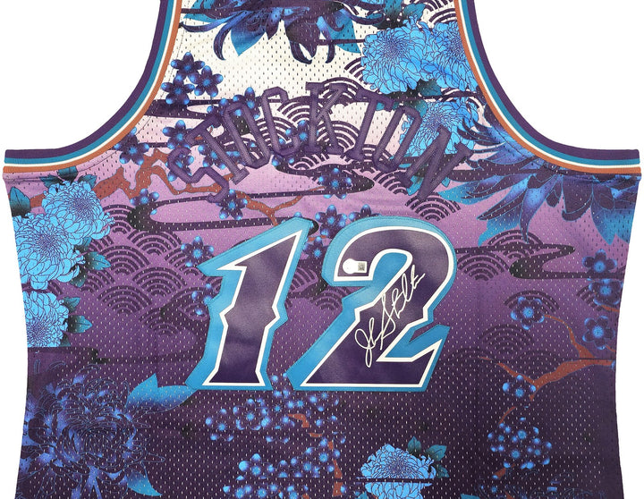 Jazz John Stockton Auto Purple Mitchell Ness 96 Swingman Asian Heritage Jersey