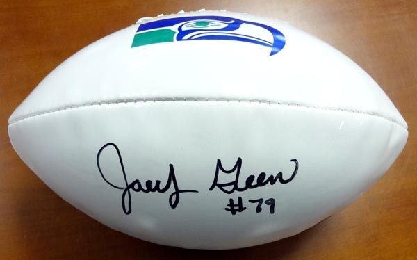 Jacob Green Autographed Signed White Logo Football Seattle Seahawks MCS Holo