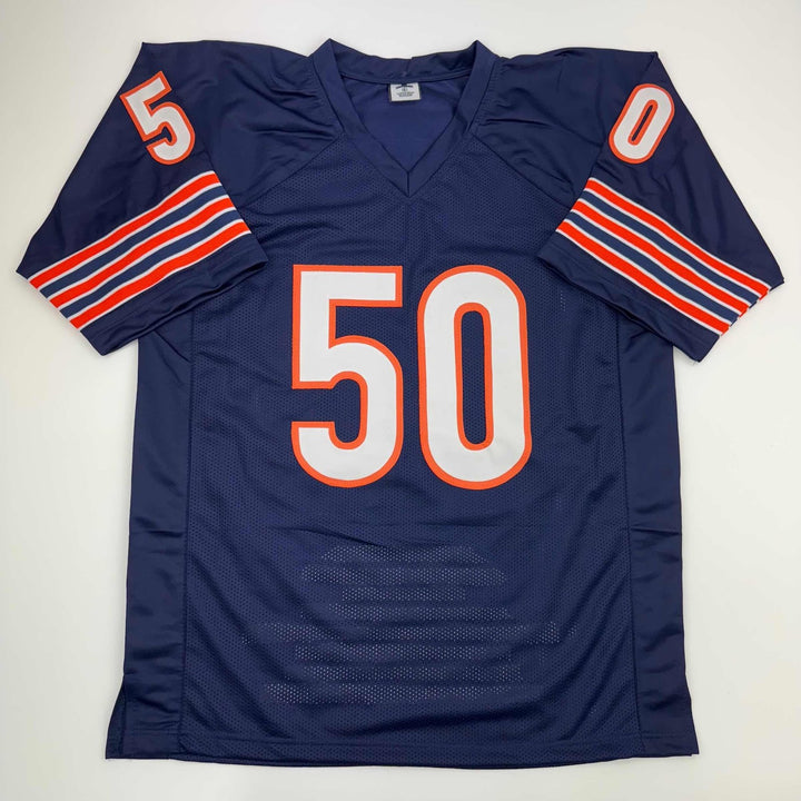 Autographed/Signed Mike Singletary HOF 98 Chicago Blue Stat Jersey JSA COA