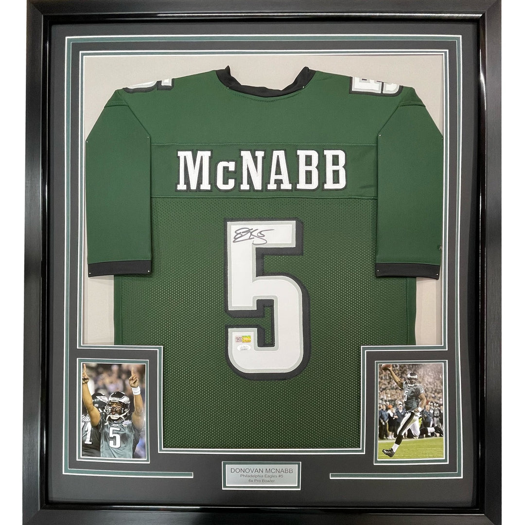 FRAMED Signed DONOVAN MCNABB 35x39 Philadelphia Green Jersey COA