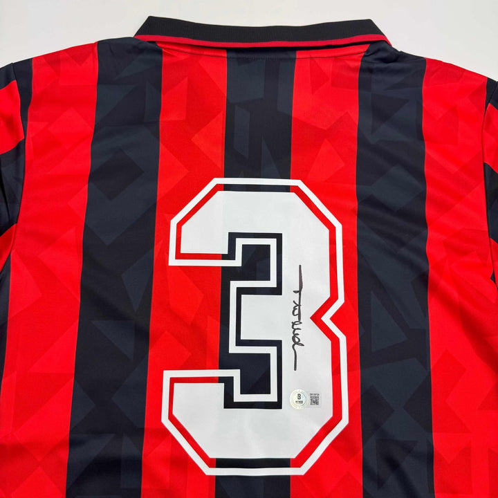 Autographed/Signed Paolo Maldini AC Milan Black/Red Jersey Beckett BAS COA