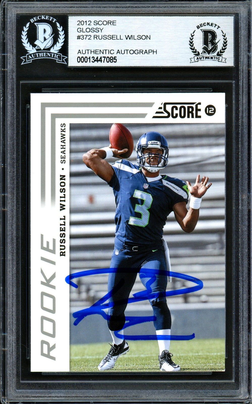 Russell Wilson Signed 2012 Score Glossy RC 372 Seahawks Beckett #13447085